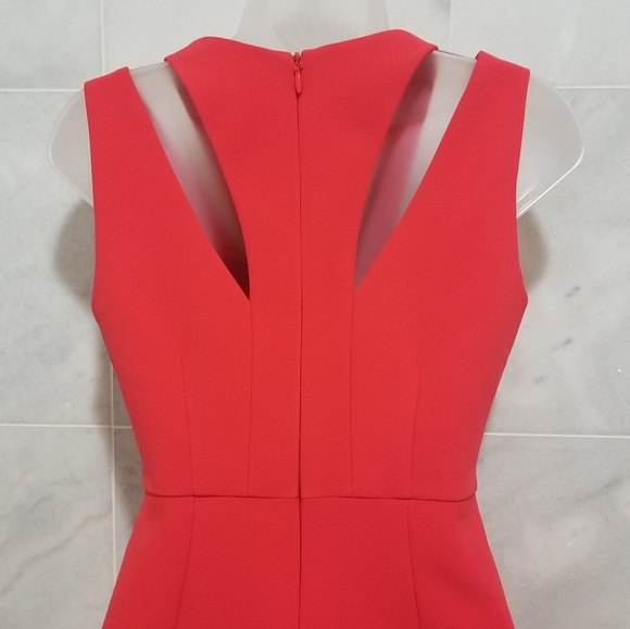 Bcbgmaxazria Red Bright Poppy V Neck Cutout Clayre - Picture 5 of 13